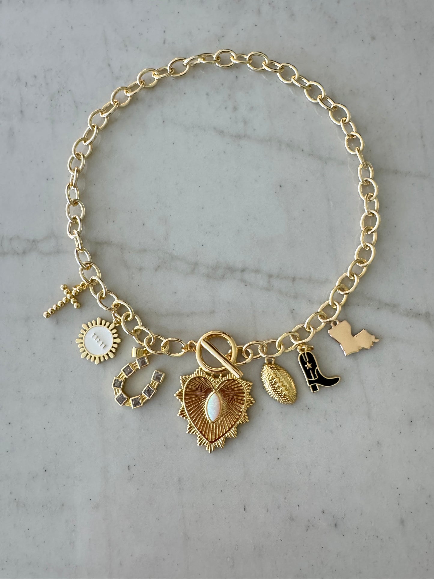 New Orleans Saints Heart Gold Chain Necklace