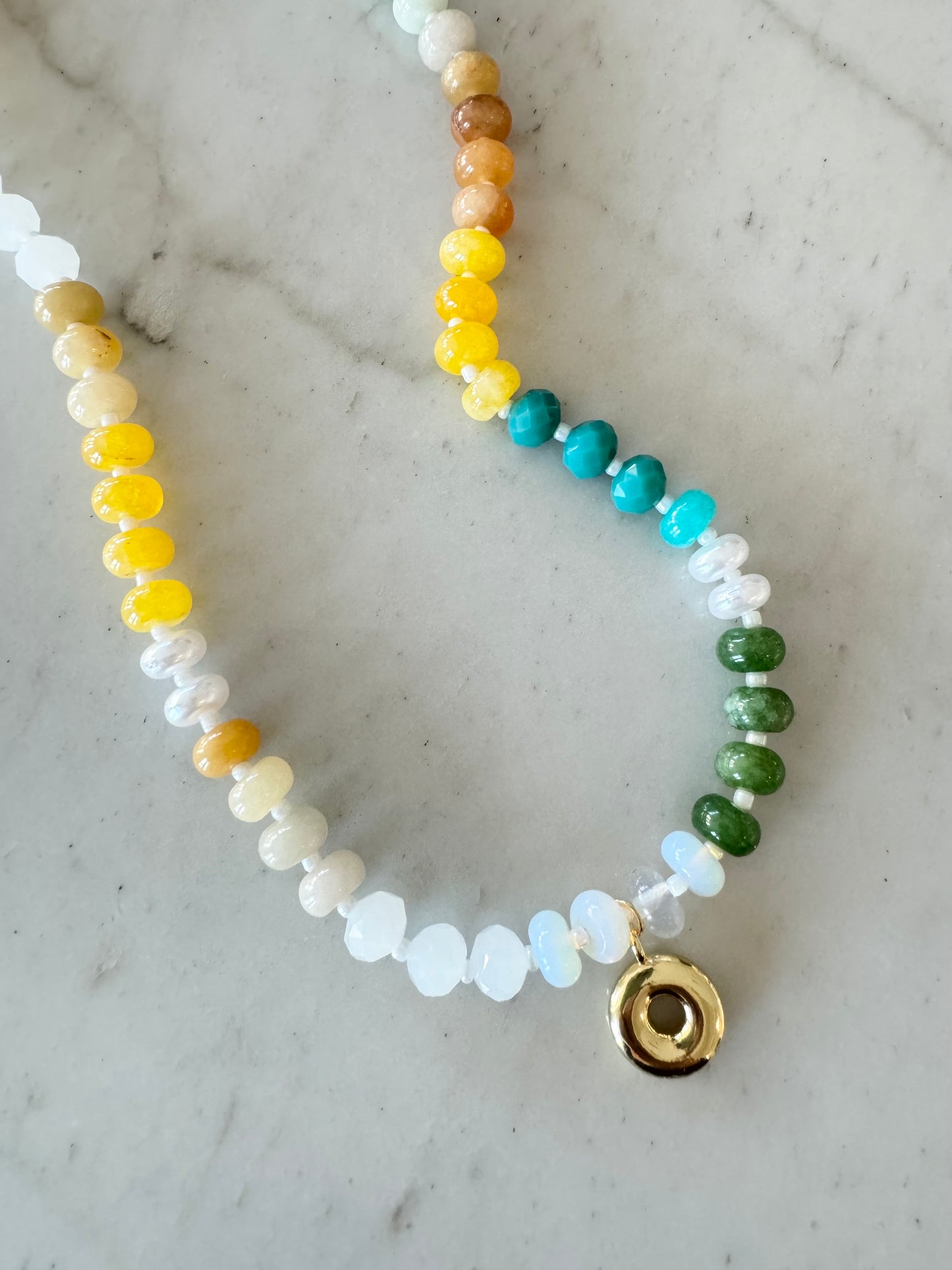 Initial Beaded Necklace Ivory