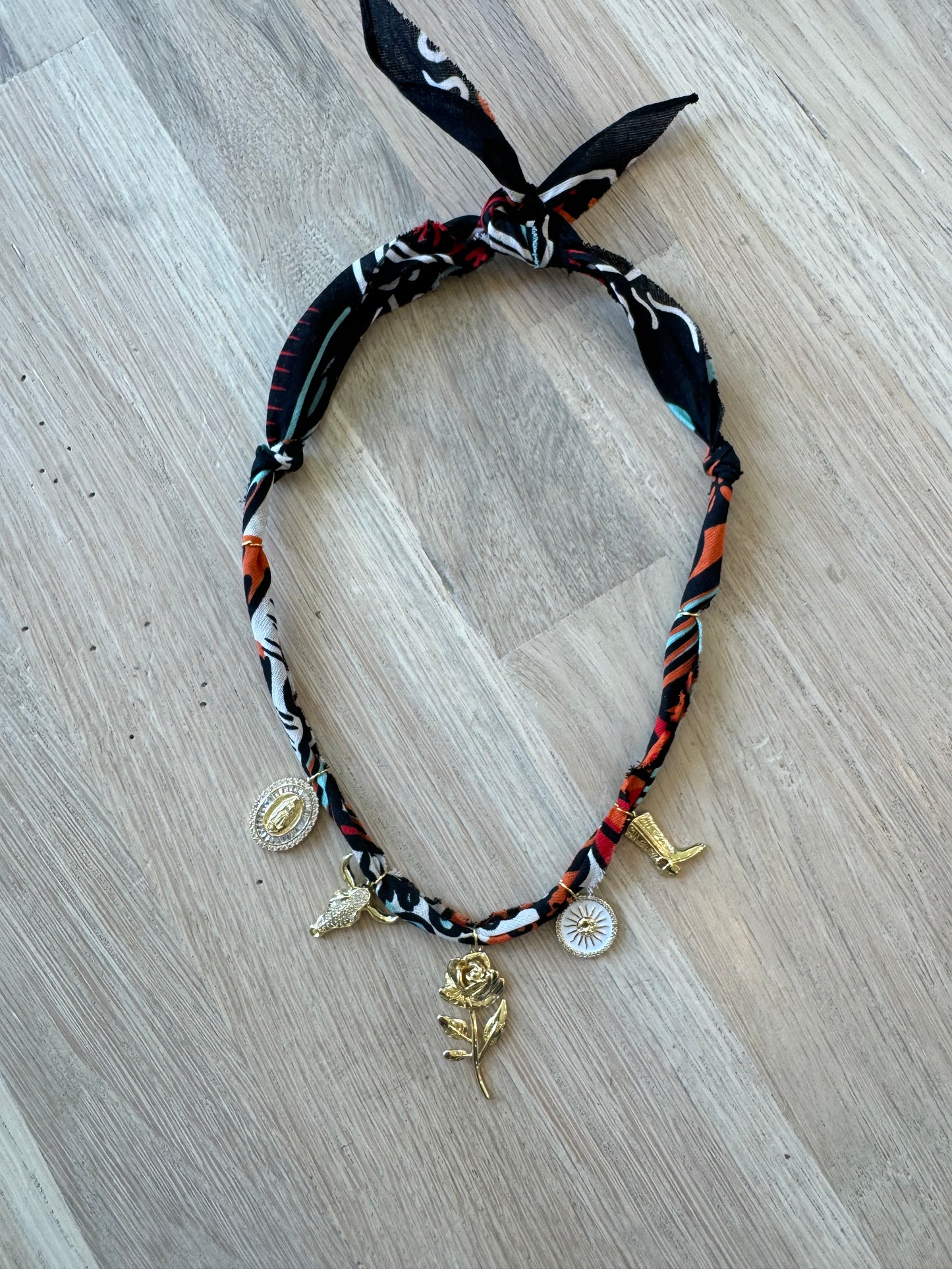 Bandana Necklace Black Multi