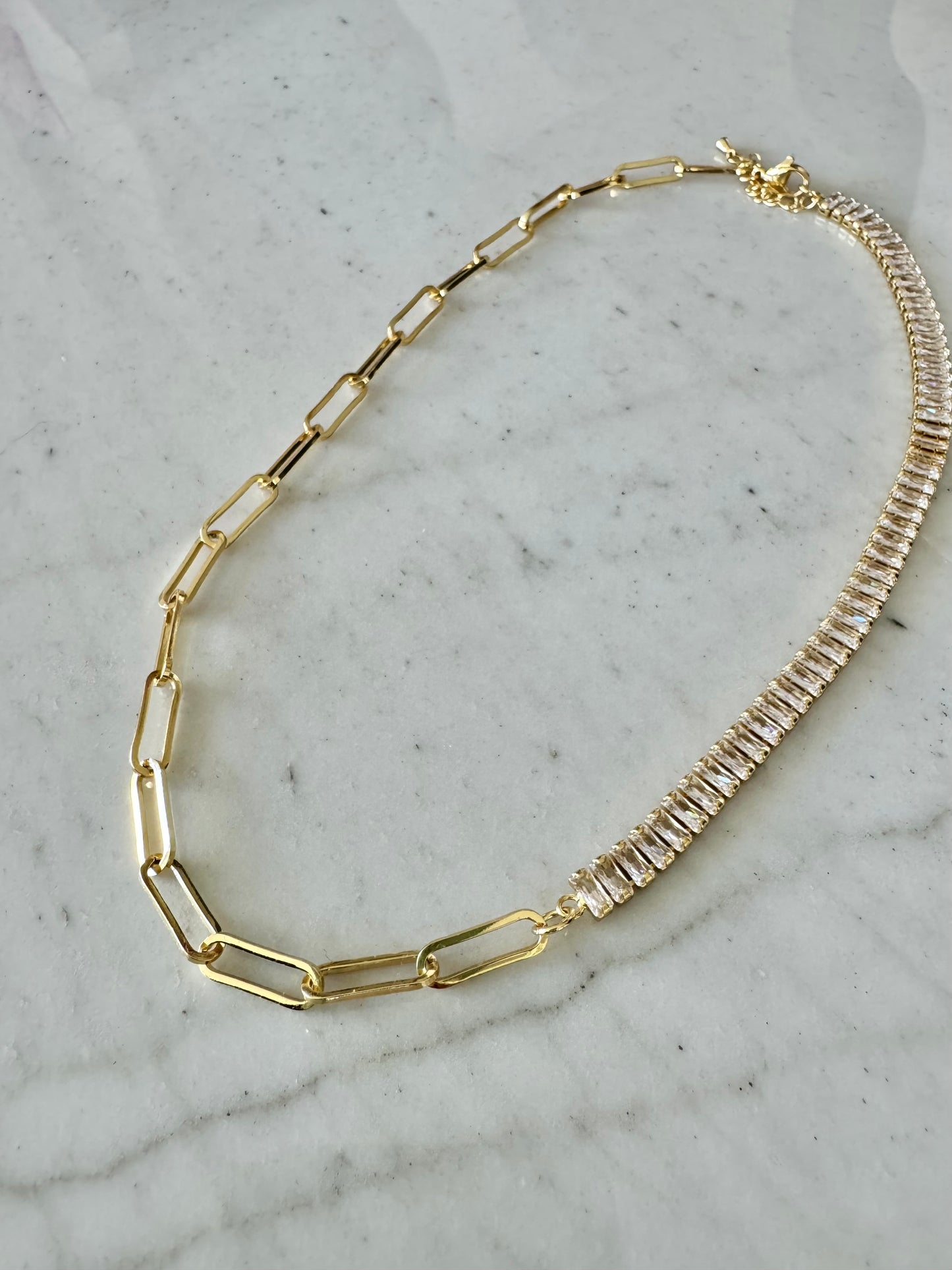 Crystal/Paperclip Chain Necklace