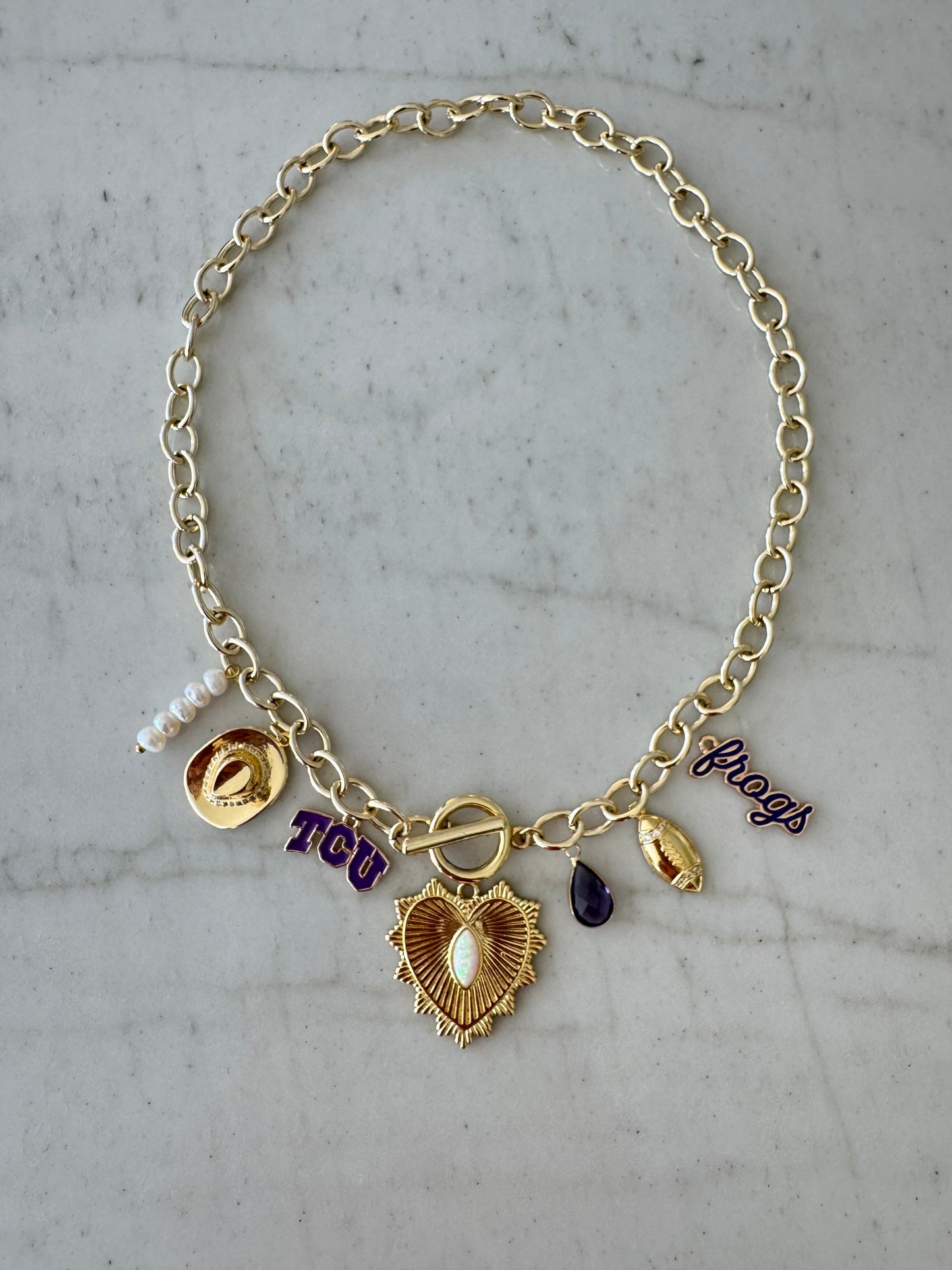 TCU Gold Charm Necklace