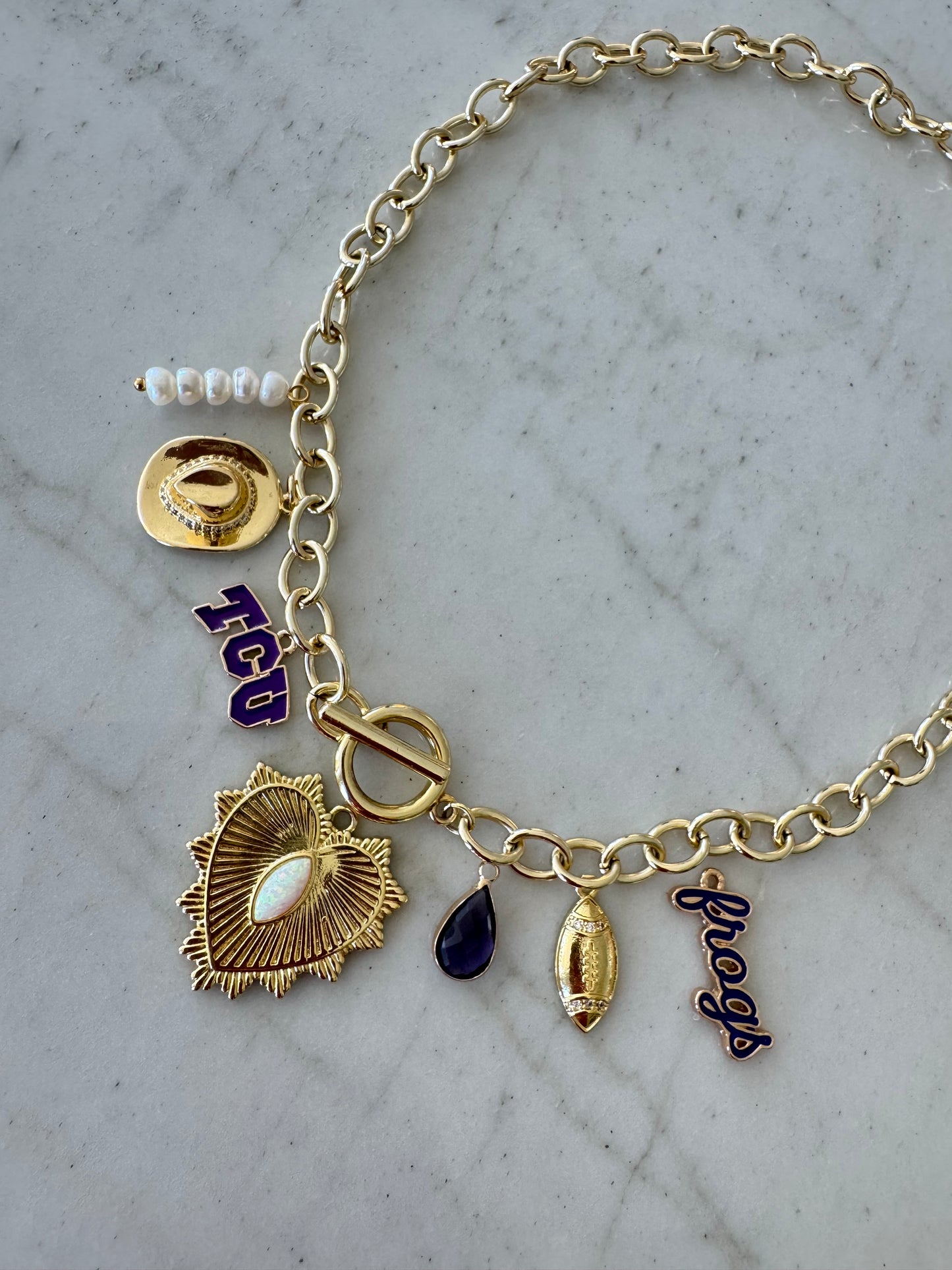 TCU Gold Charm Necklace