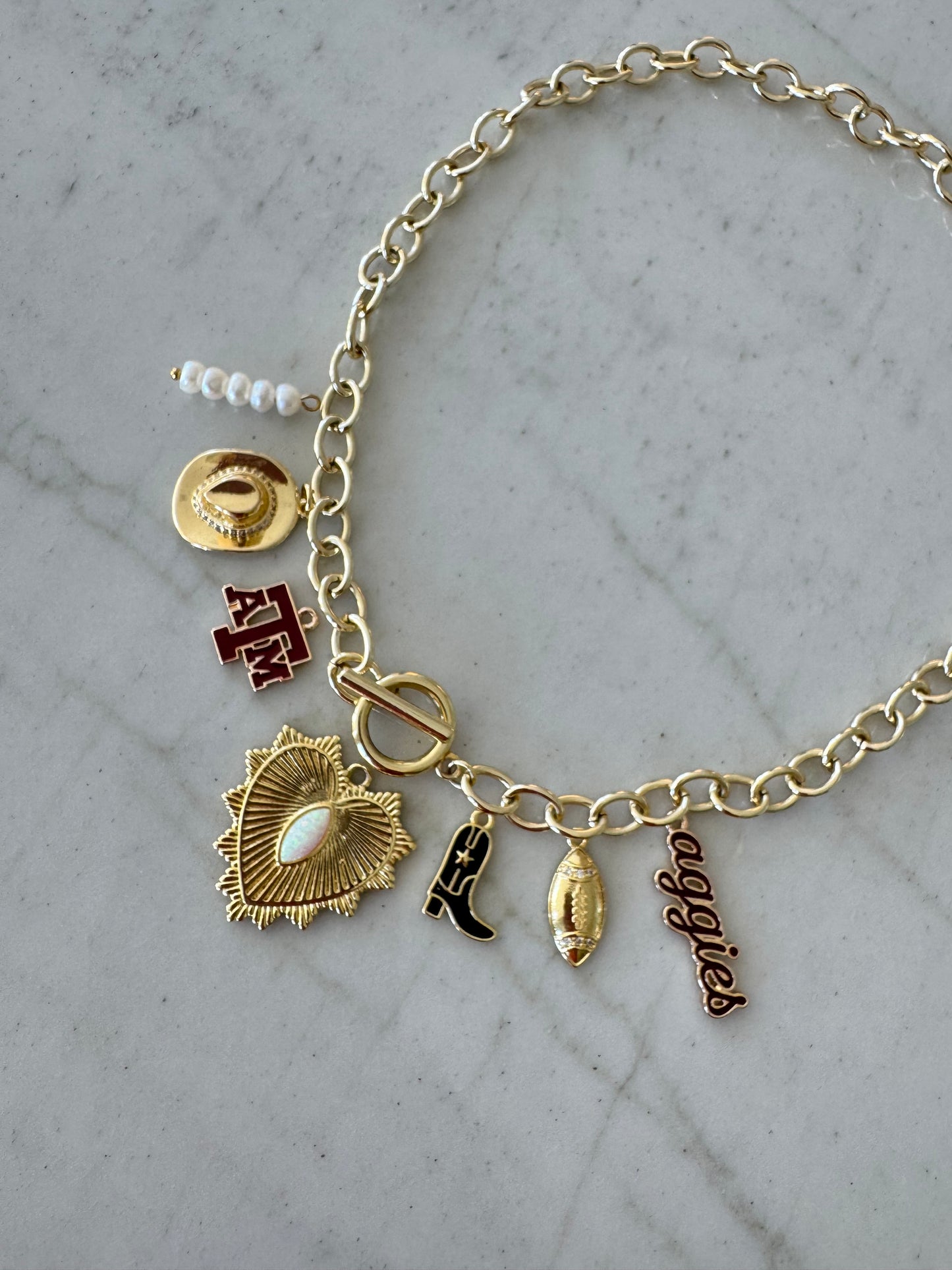 A&M Gold Charm Necklace