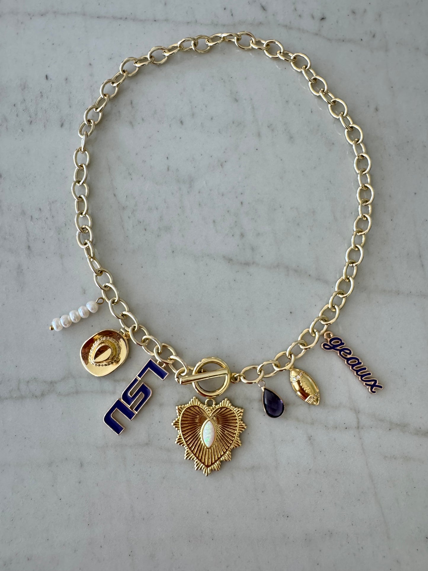 LSU Gold Charm Necklace