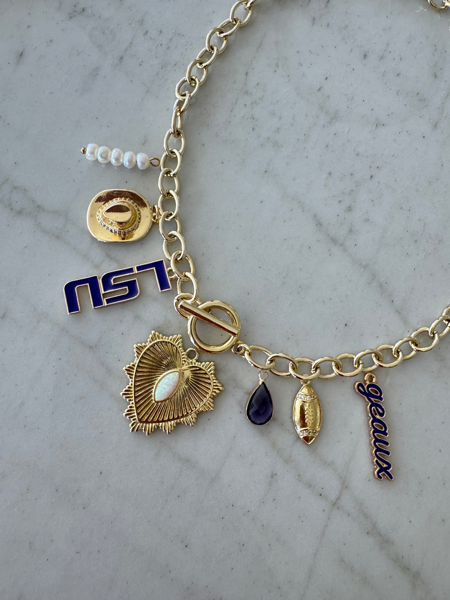 LSU Gold Charm Necklace
