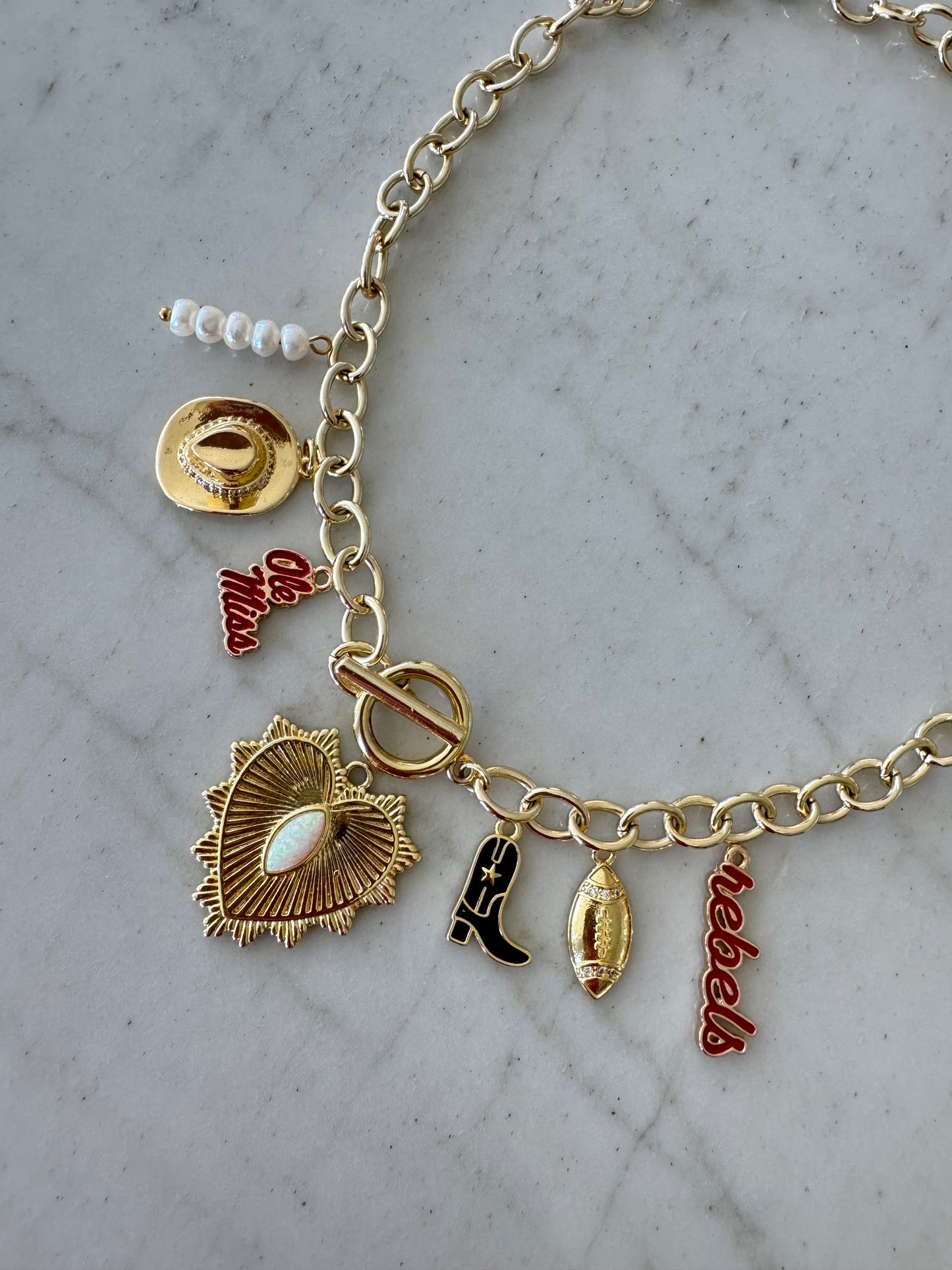OLE MISS Gold Charm Necklace