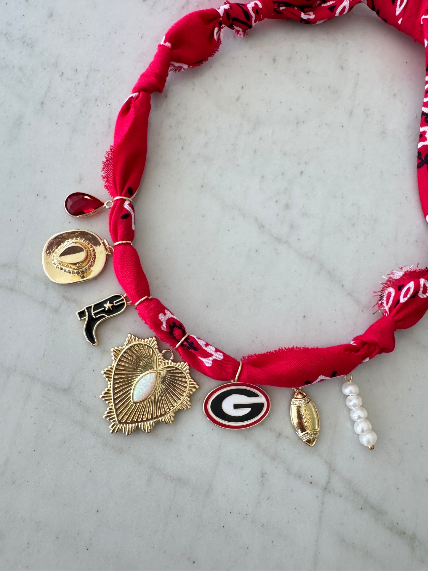 Georgia Bandana Charm Necklace Red