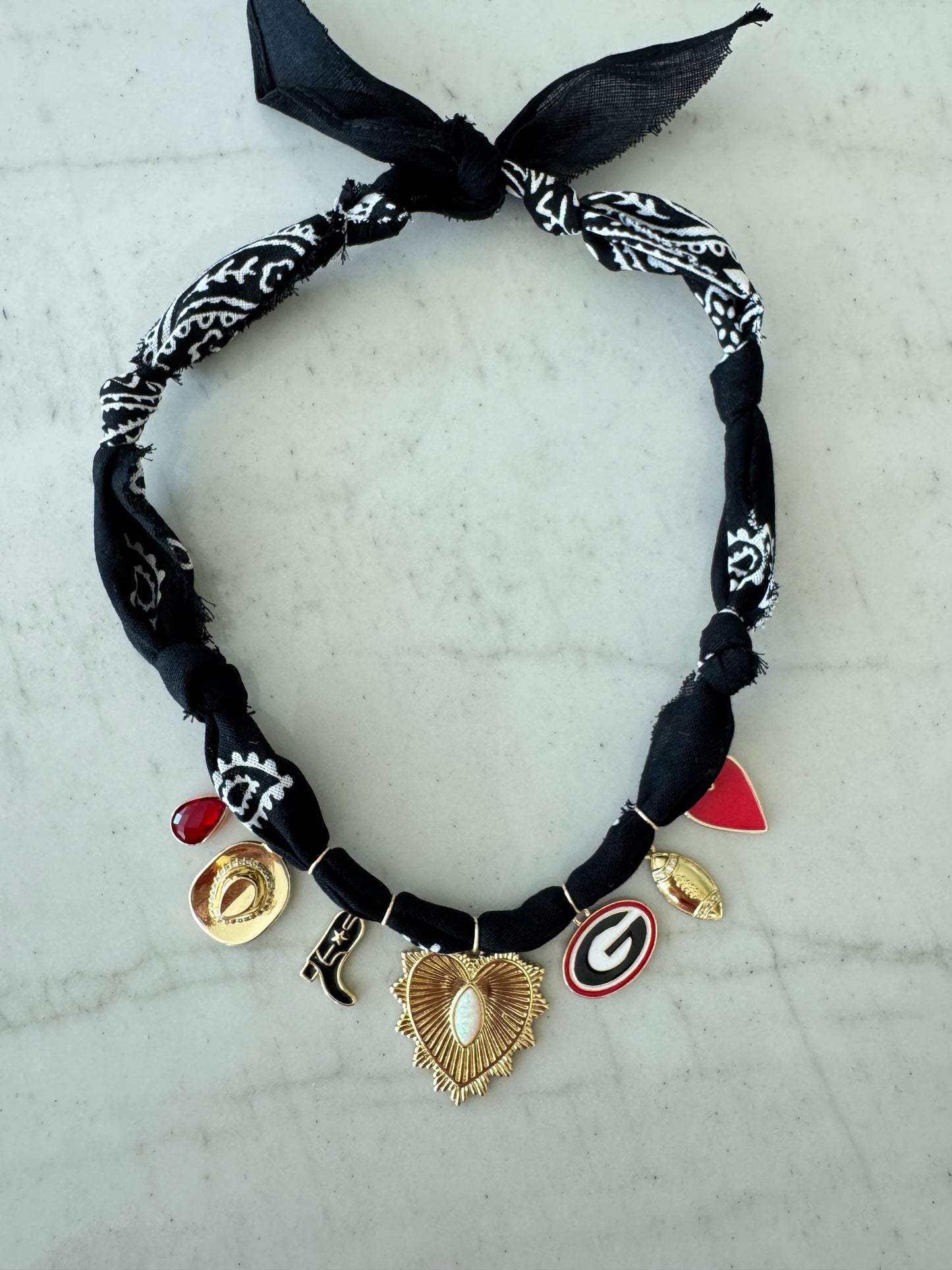 Georgia Bandana Charm Necklace Black
