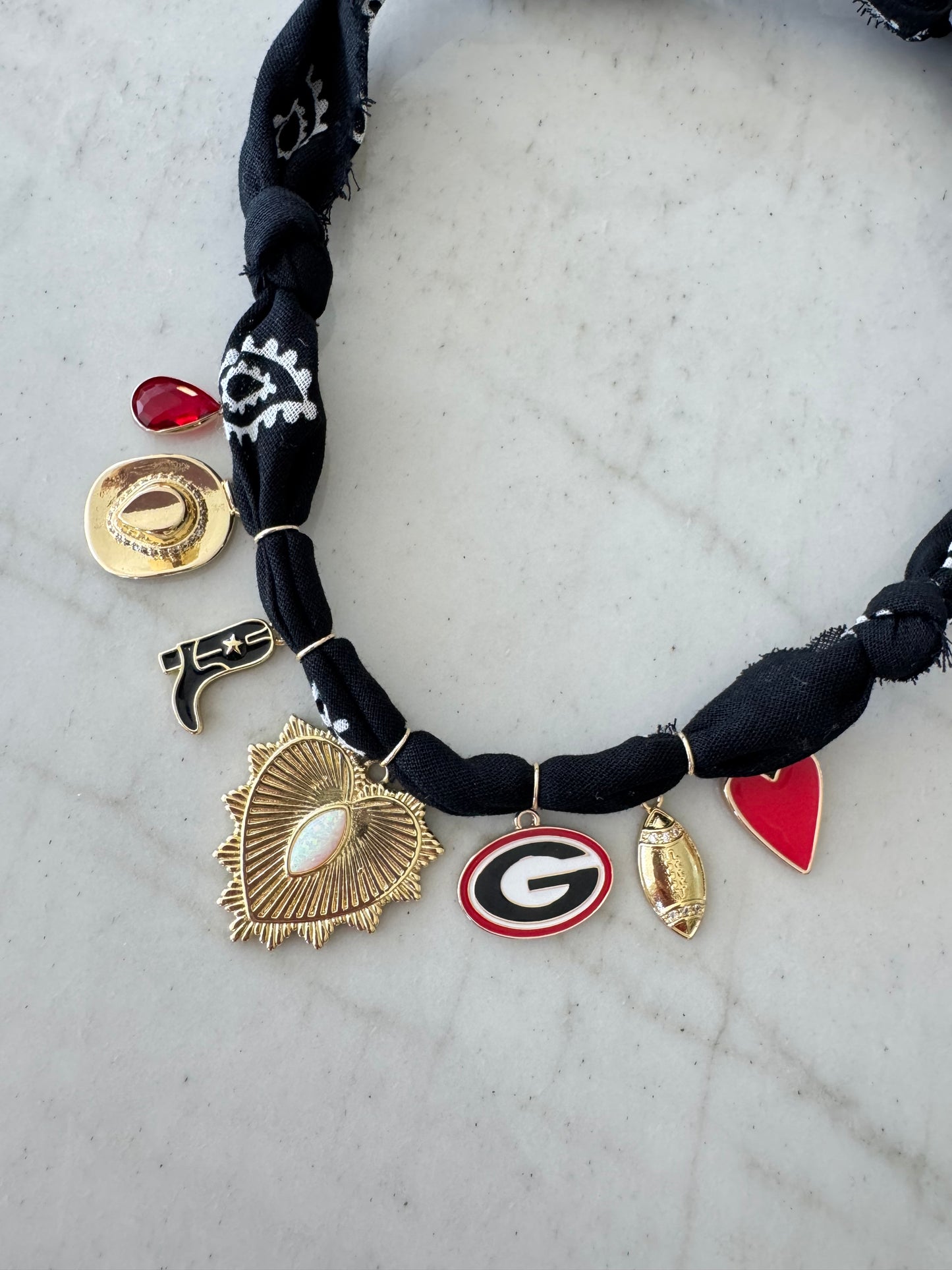 Georgia Bandana Charm Necklace Black