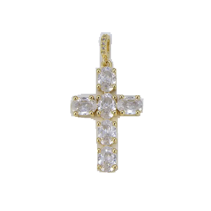 Oval Cut Crystal Cross