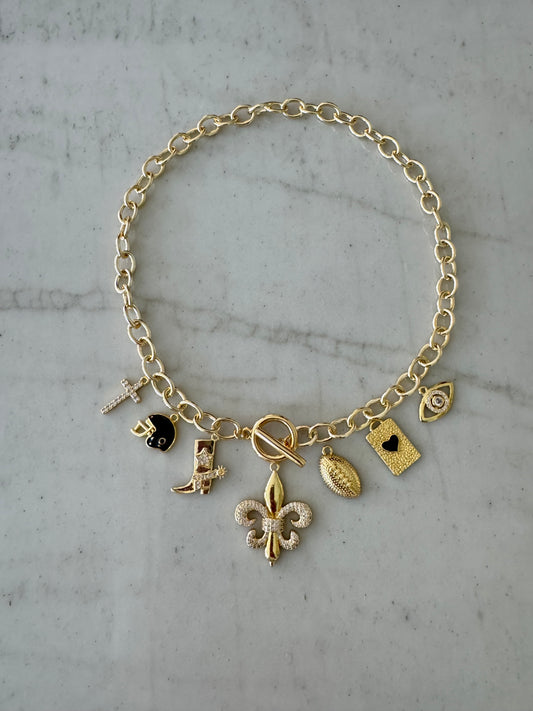 New Orleans Saints Fluer De Lis Charm Necklace