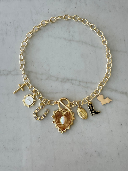 New Orleans Saints Heart Gold Chain Necklace