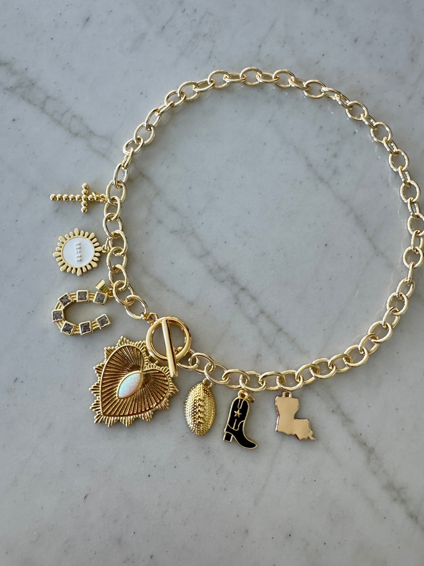 New Orleans Saints Heart Gold Chain Necklace