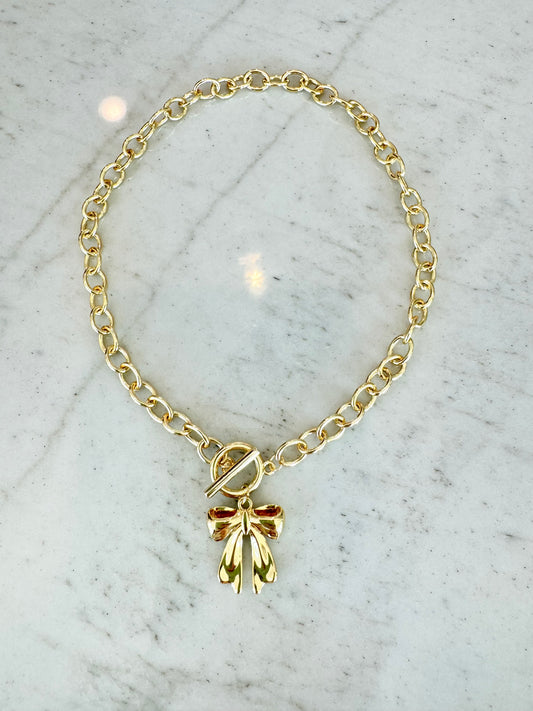 Gold Bow Necklace