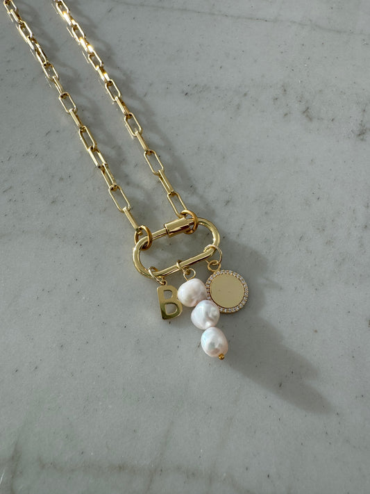 Pearl Initial Charm Necklace