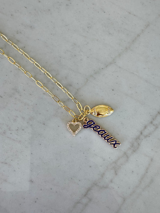 LSU Small Gold Chain Necklace