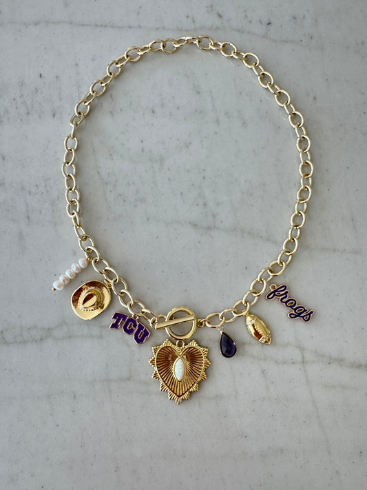 TCU Gold Charm Necklace