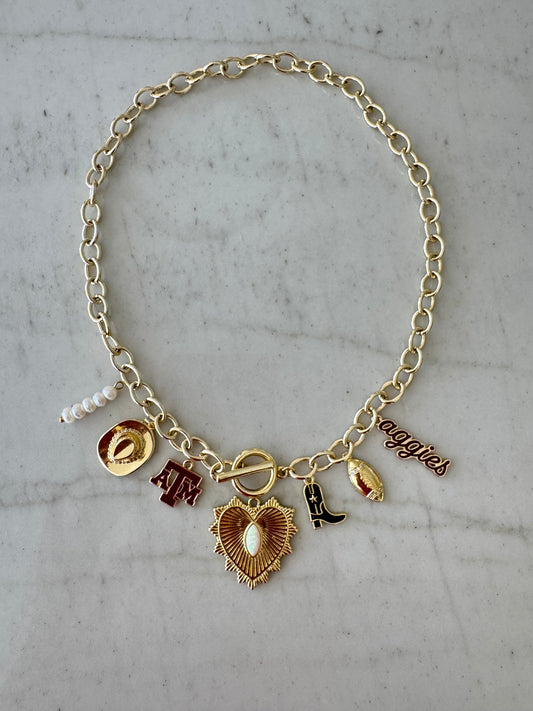A&M Gold Charm Necklace