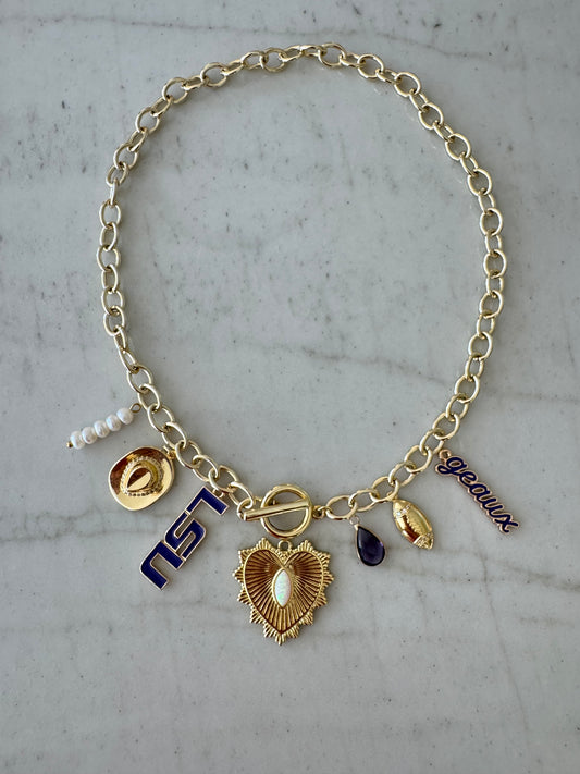 LSU Gold Charm Necklace