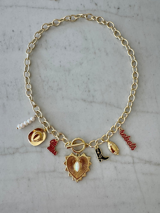 OLE MISS Gold Charm Necklace