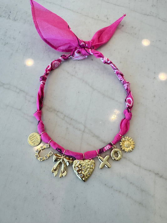 Hot Pink Bandana Necklace