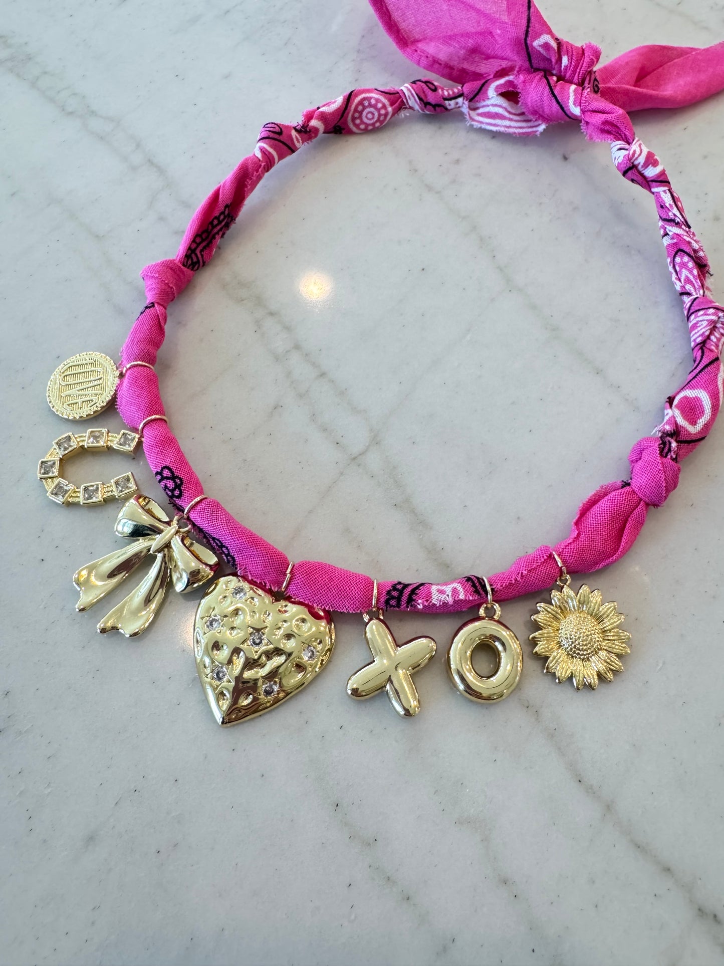 Hot Pink Bandana Necklace