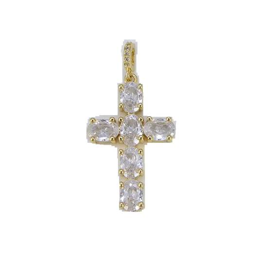 Oval Cut Crystal Cross