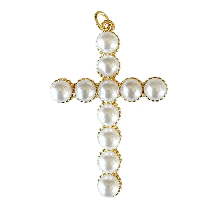 Pearl Cross Charm