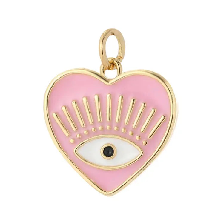 Pink Heart Evil Eye