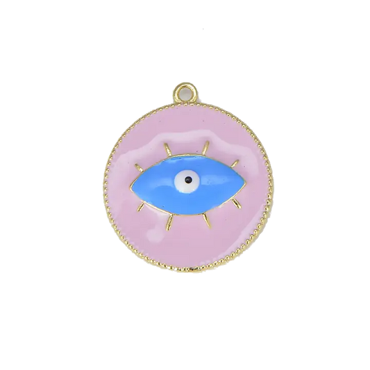 Pink and Light Blue Evil Eye Pendant